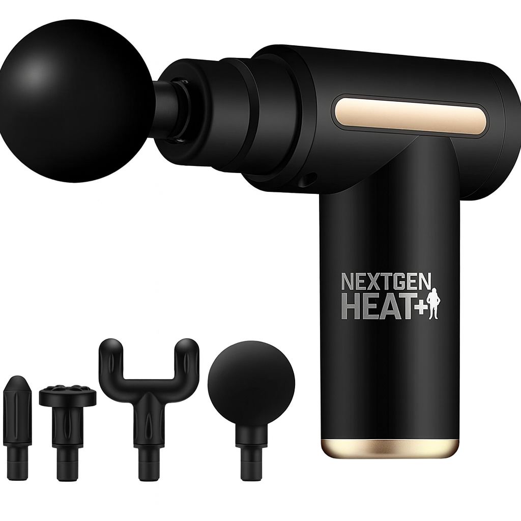 NextGen HeatPlus Gun Massager with 6-Speed Deep Tissue Percussion Massager with 4 Heads